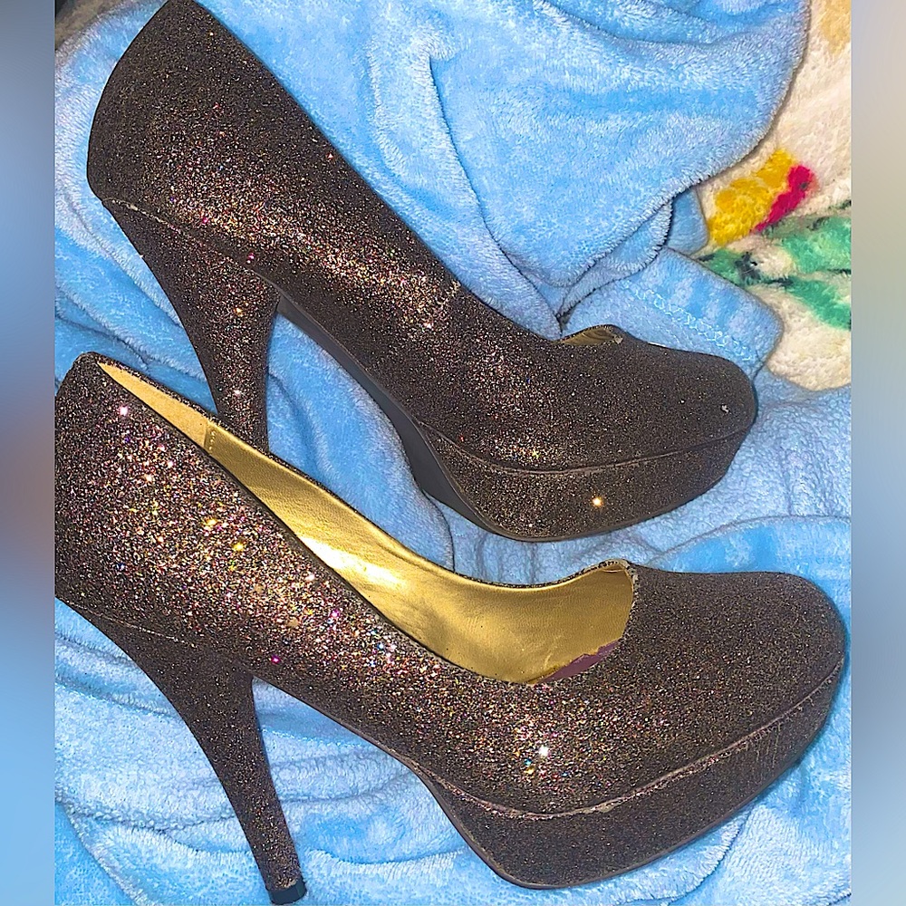 Steve Madden Purple & Gold Glitter Stilettos Size 7